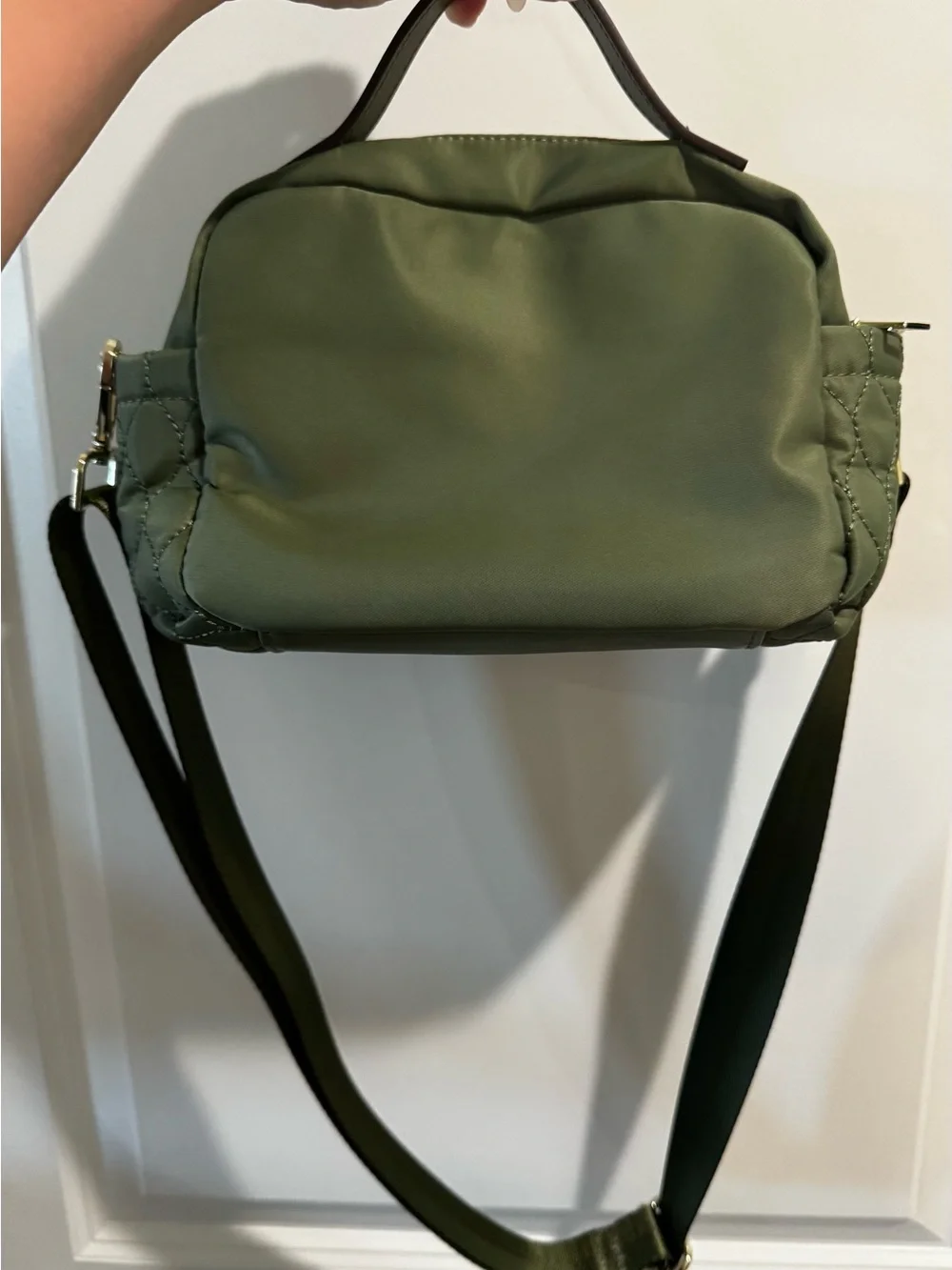 Bella Russo Olive Quilted Crossbody Bag with Gold Hardware